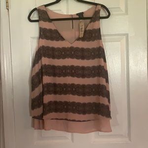 Lace detail pink top